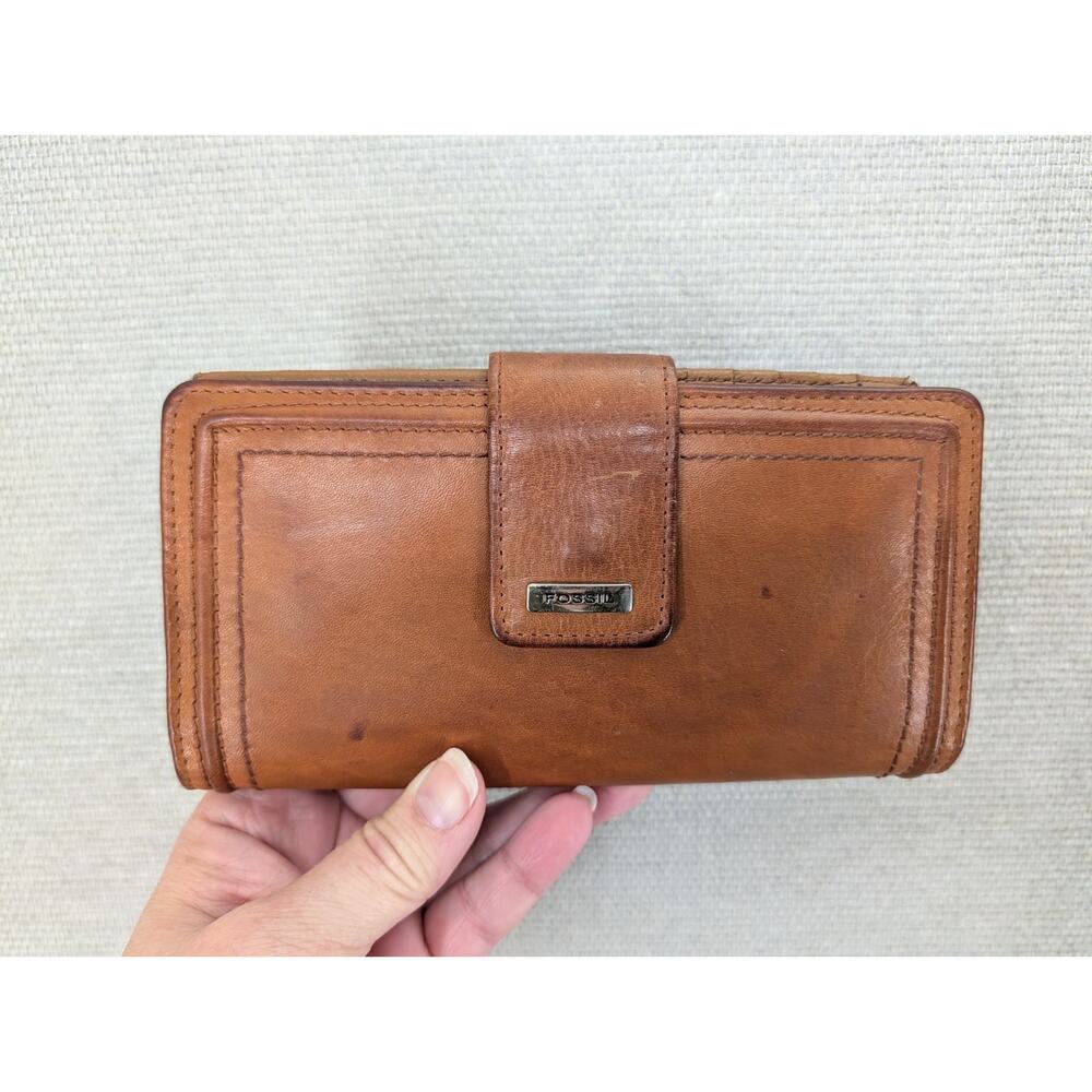 Vintage Fossil Leather Wallet Brown Caramel